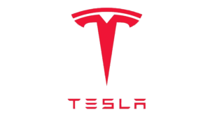 Tesla logo in red color with no background