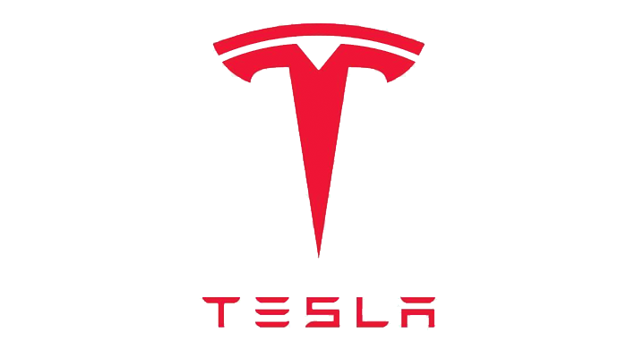 Tesla logo in red color with no background